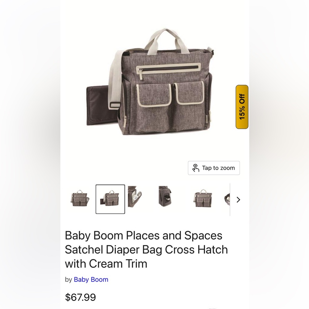 Cross Hatch Diaper Bag with Cream Trim